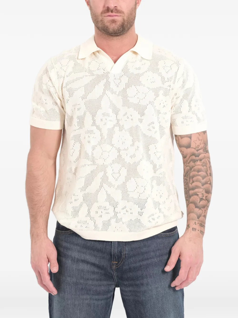 NN07 Ryan floral open T-shirt - Nude