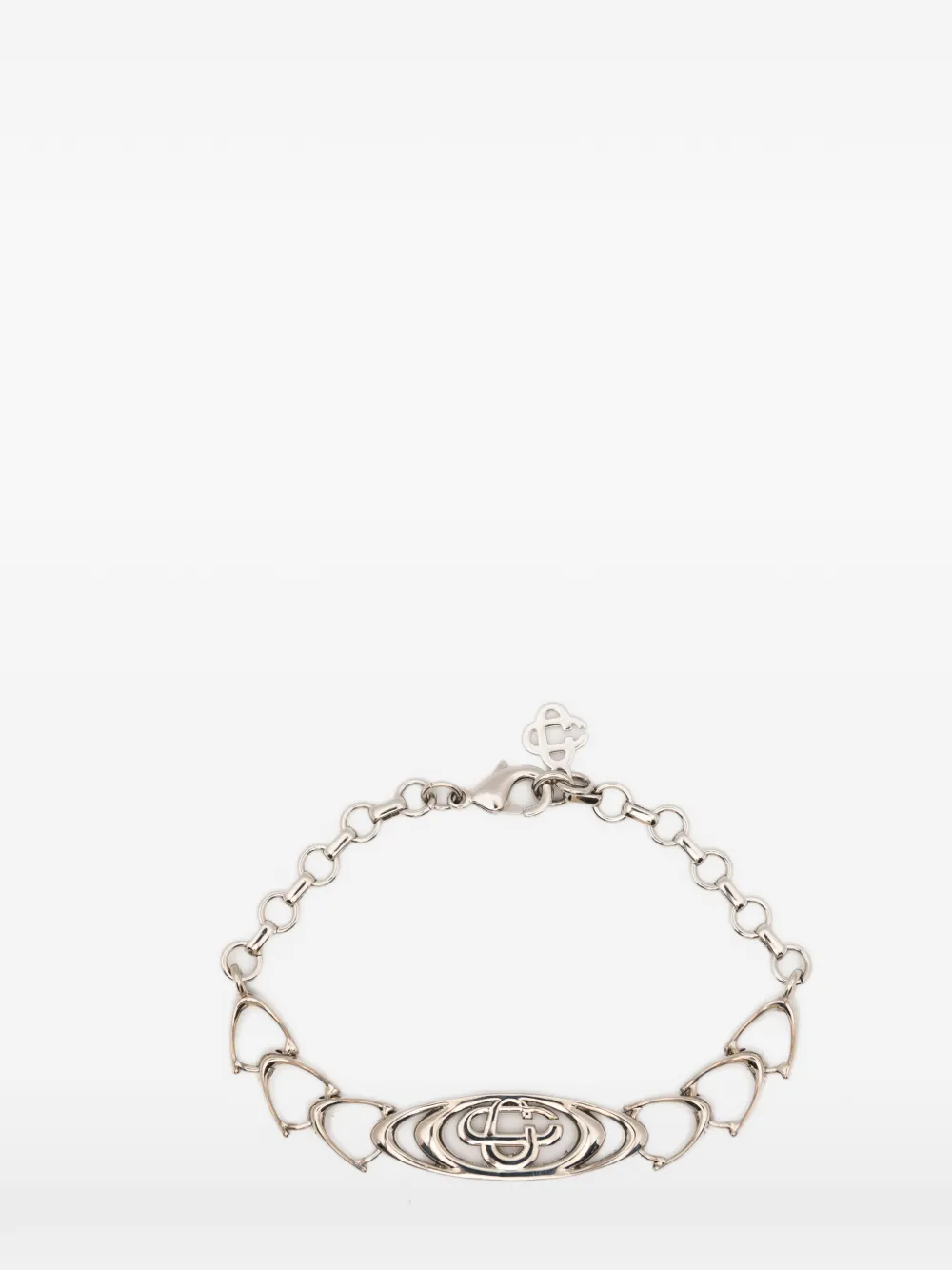 Casablanca logo-plaque link bracelet - Silber