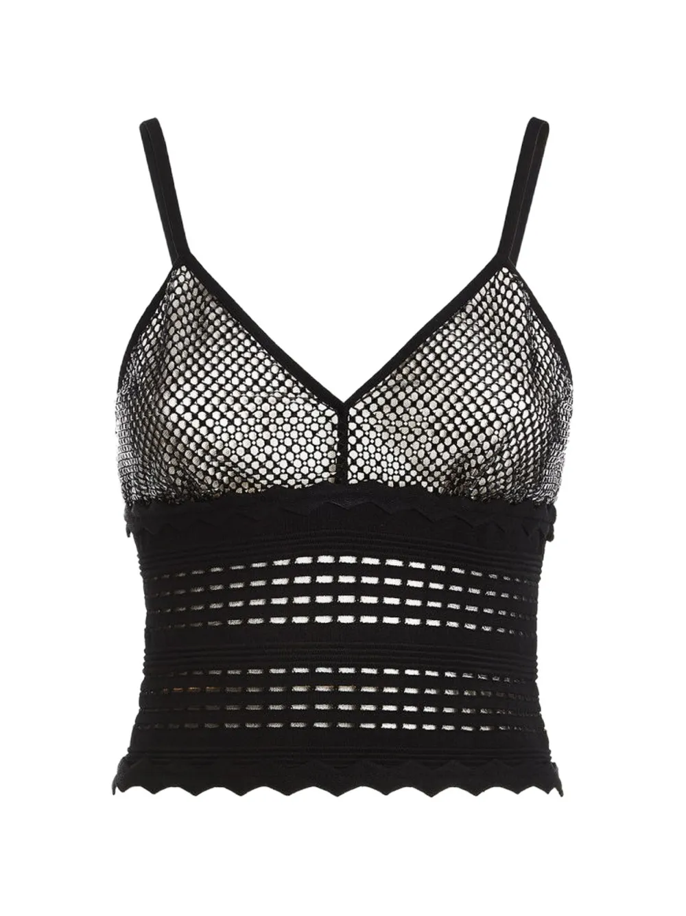 Genny scalloped knitted top - Schwarz