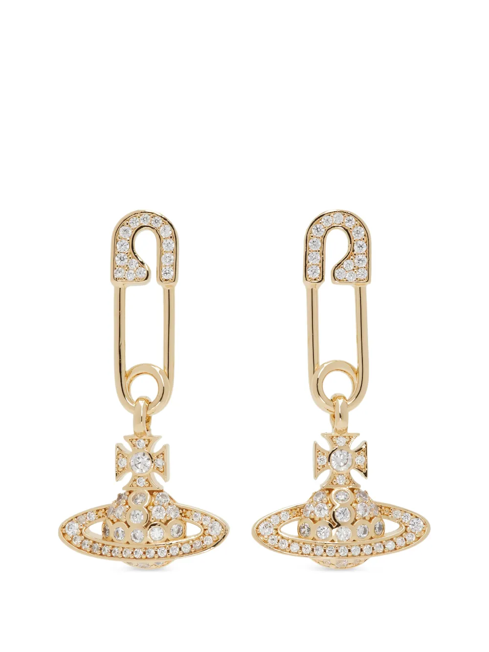 Vivienne Westwood orb safety pin earrings - Oro