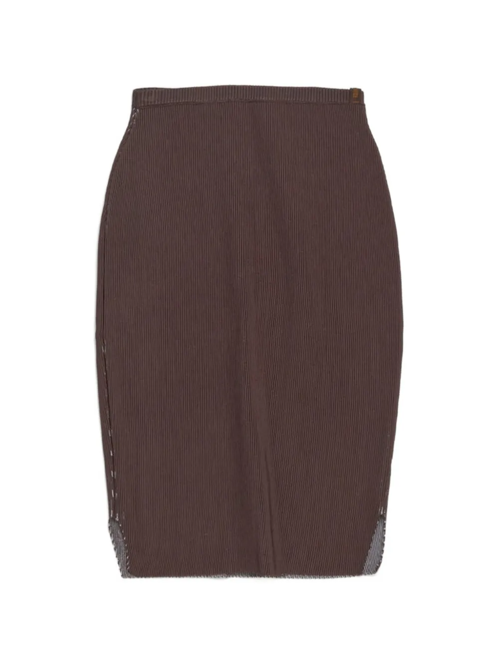 Isa Boulder Ribbed Midi Skirt In Brown