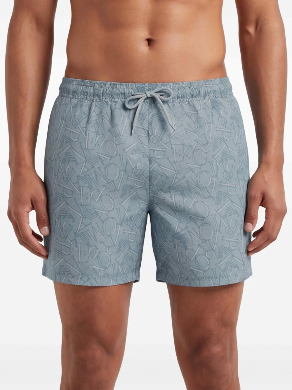 Emporio Armani Zwembroek met trekkoord en print Blauw