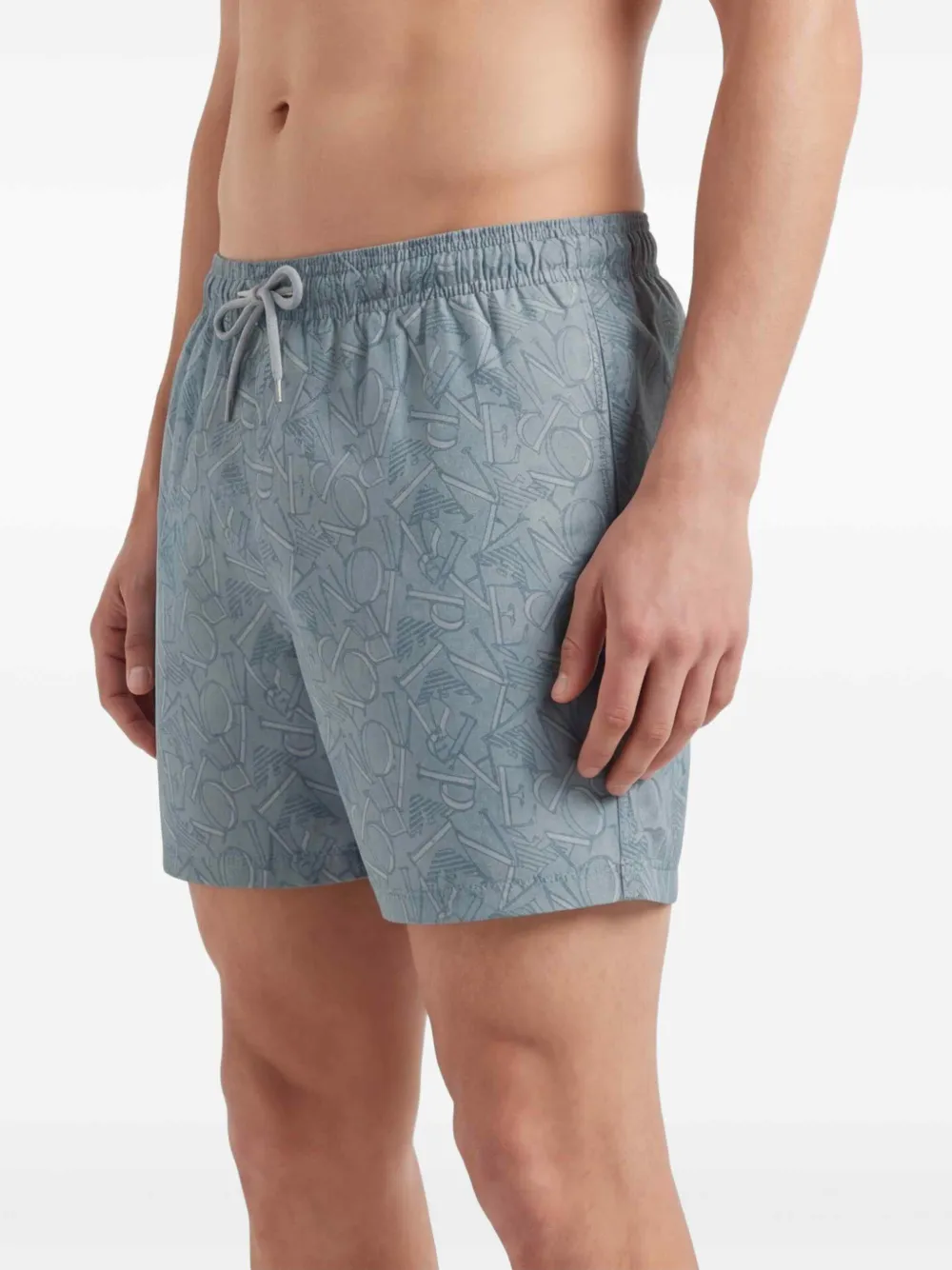 Emporio Armani Zwembroek met trekkoord en print Blauw
