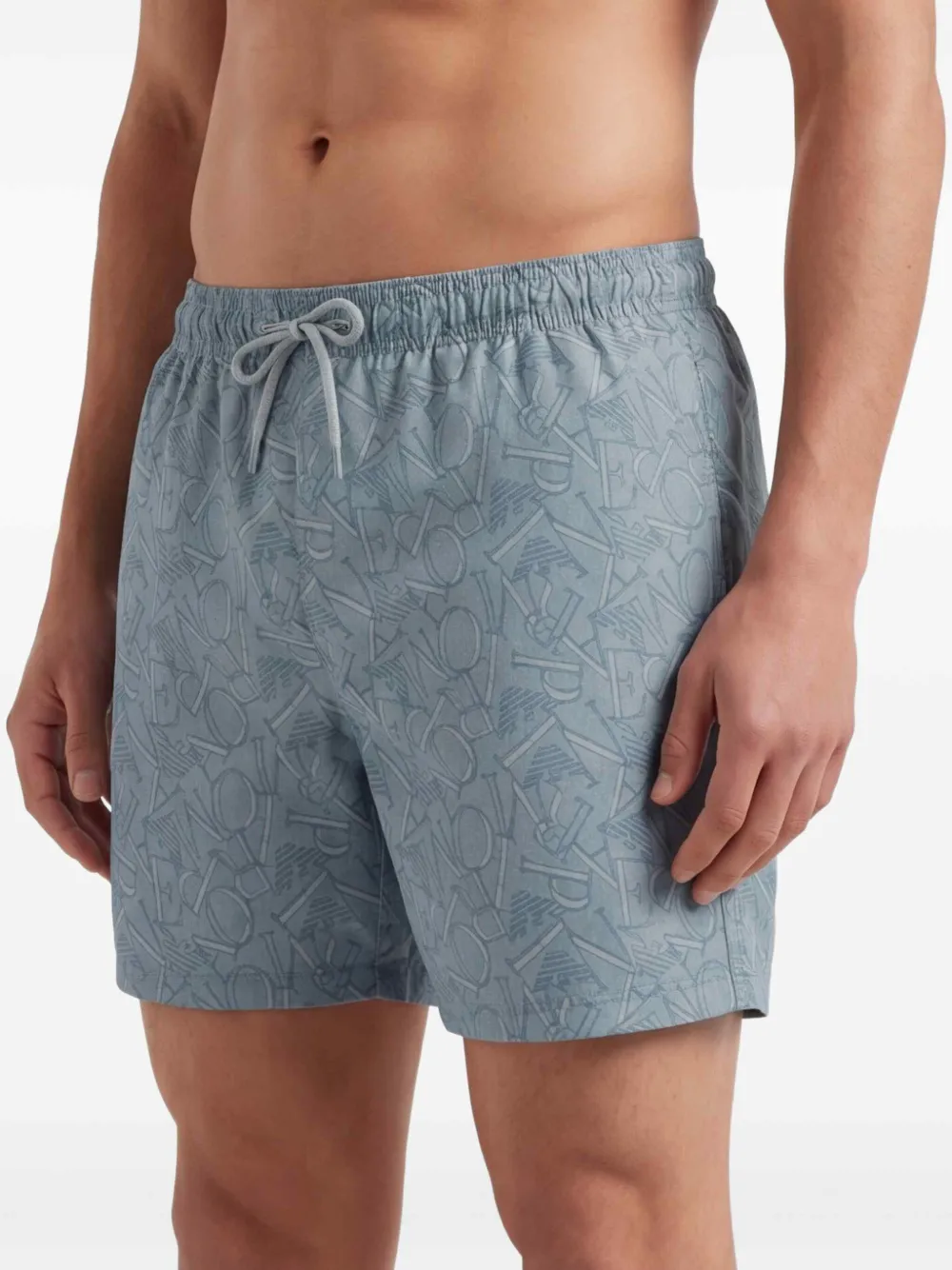 Emporio Armani Zwembroek met trekkoord en print Blauw