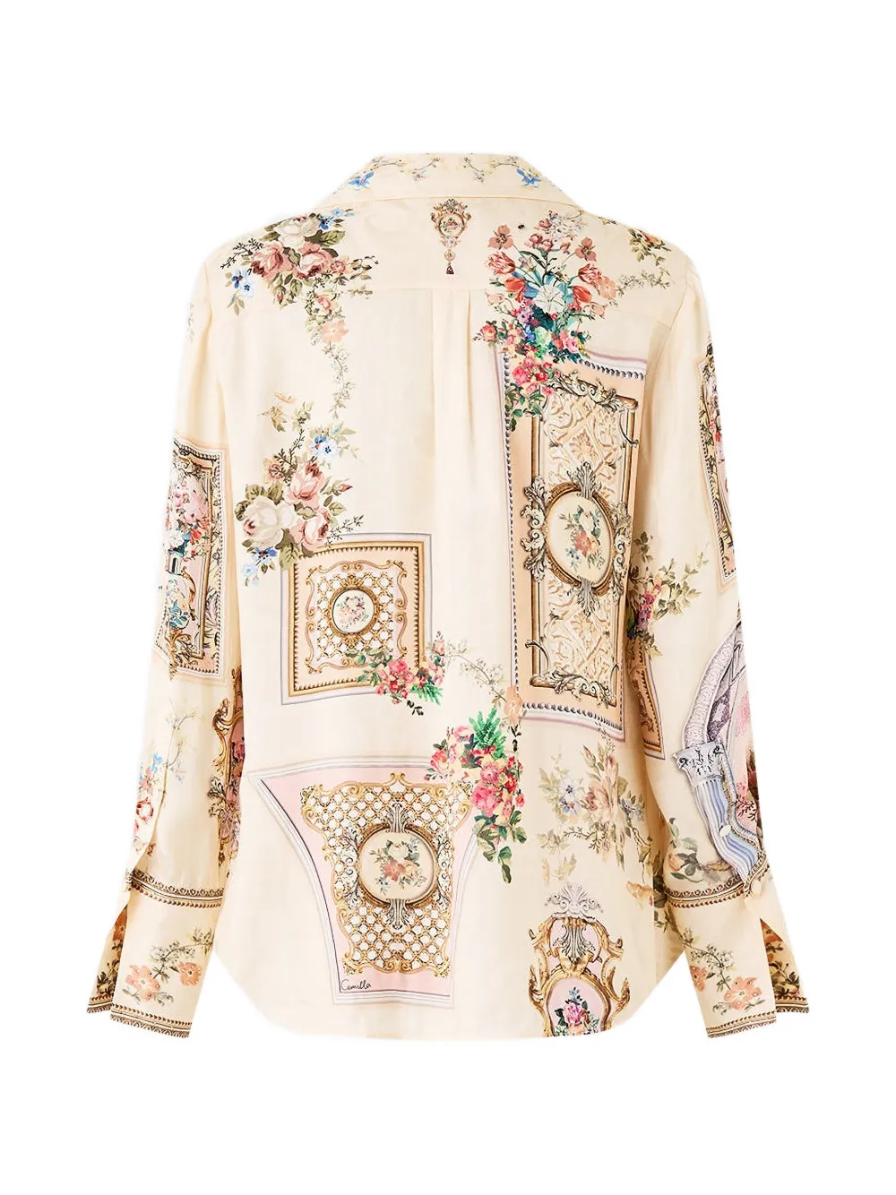 Camilla Pyjamashirt met bloemenprint Beige