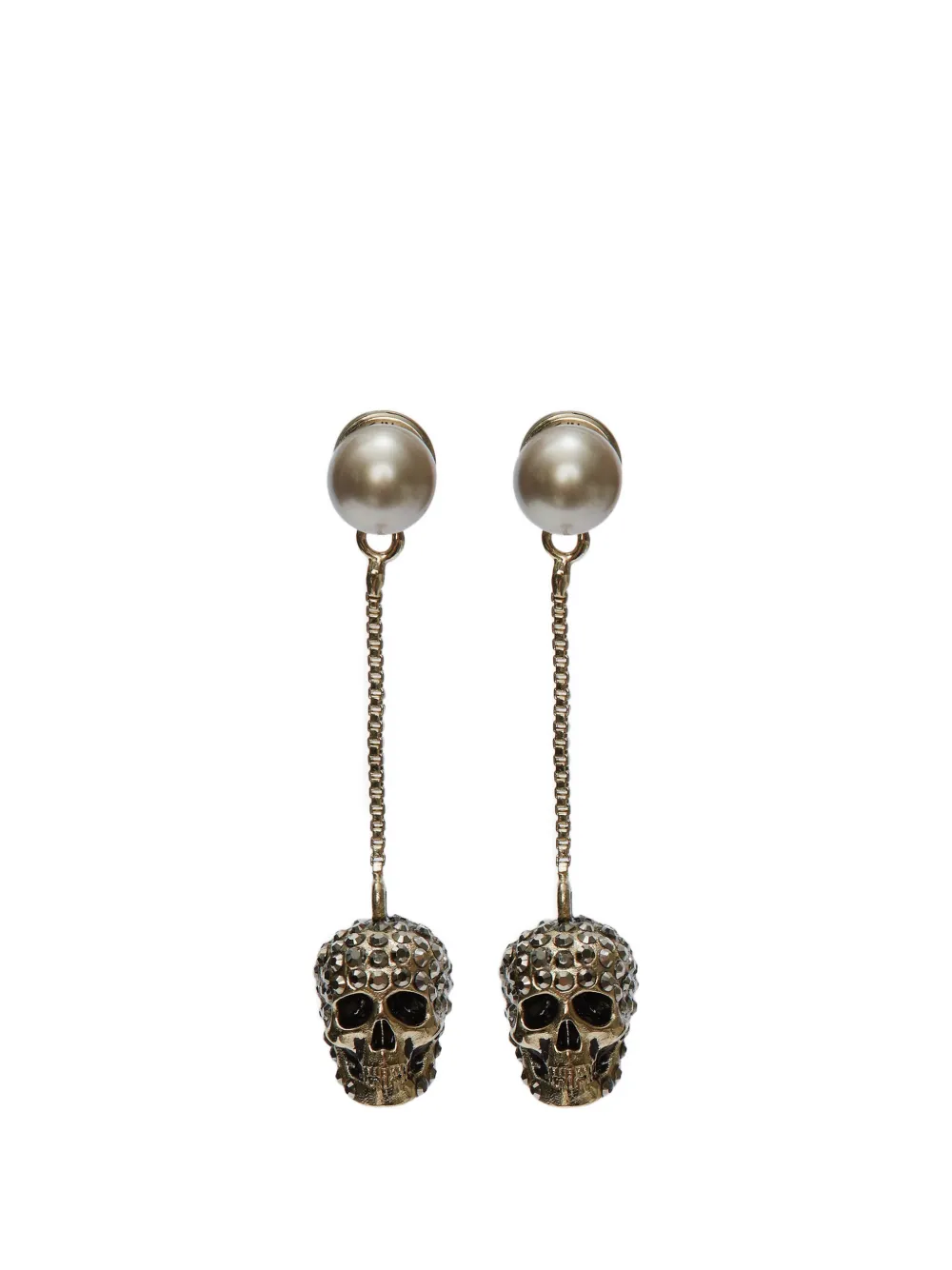 Alexander Mcqueen Skull-drop Earrings In Gold