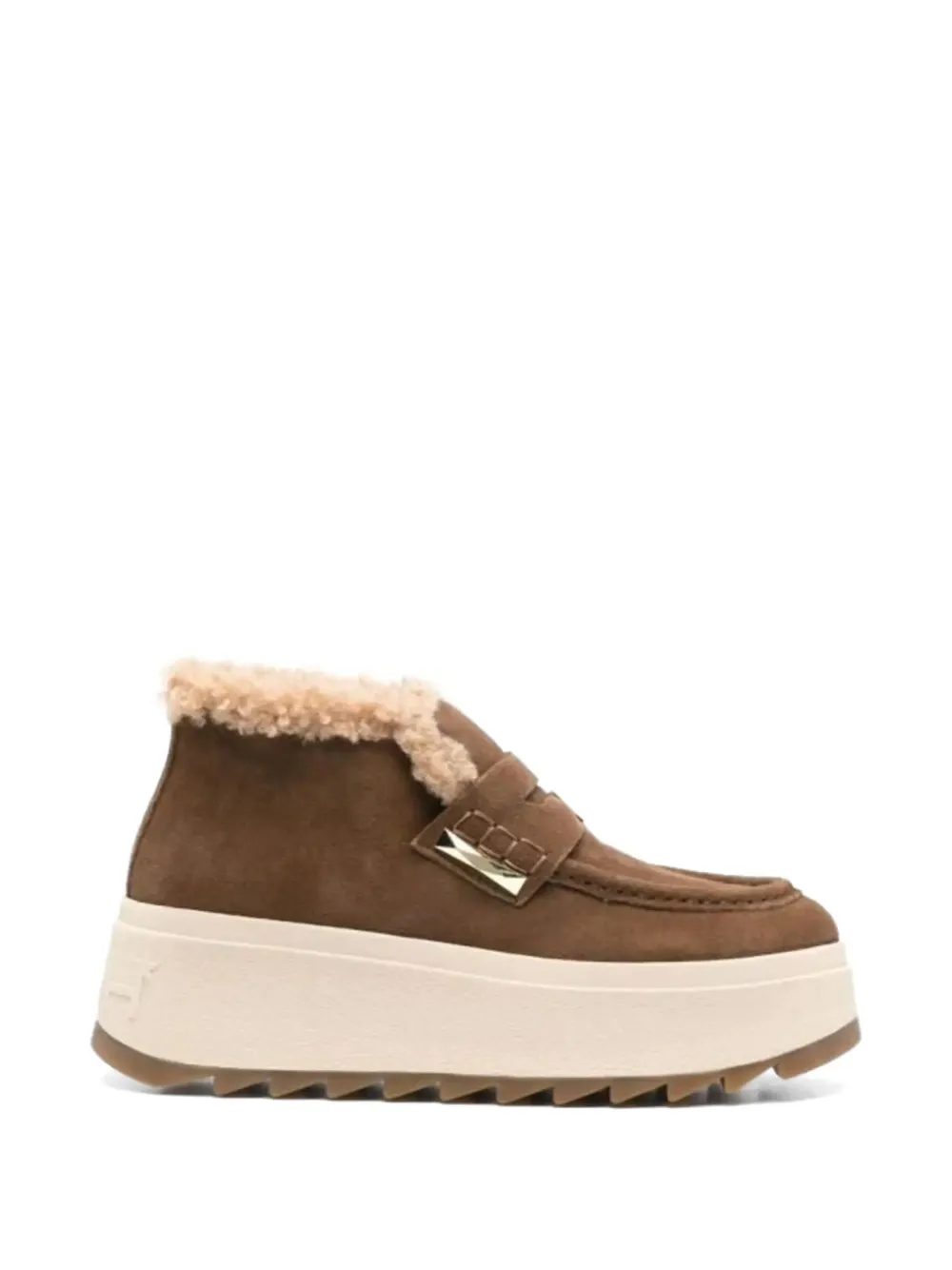Ash faux-fur platform trainers - Marrone