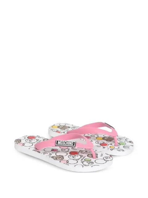 Moschino Kids cartoon-pattern flip flops