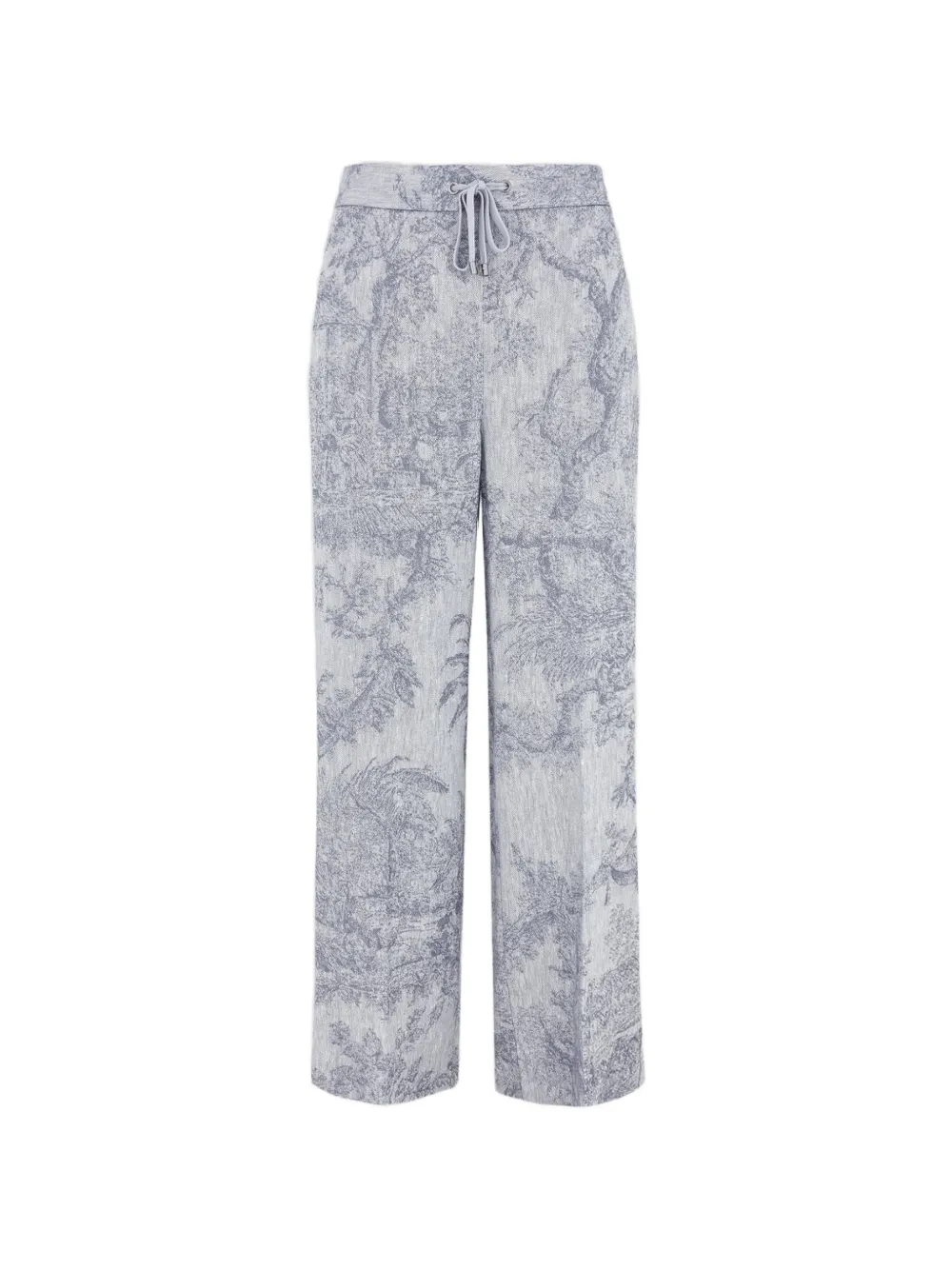 Lorena Antoniazzi Drawstring Patterned Trousers In Gray