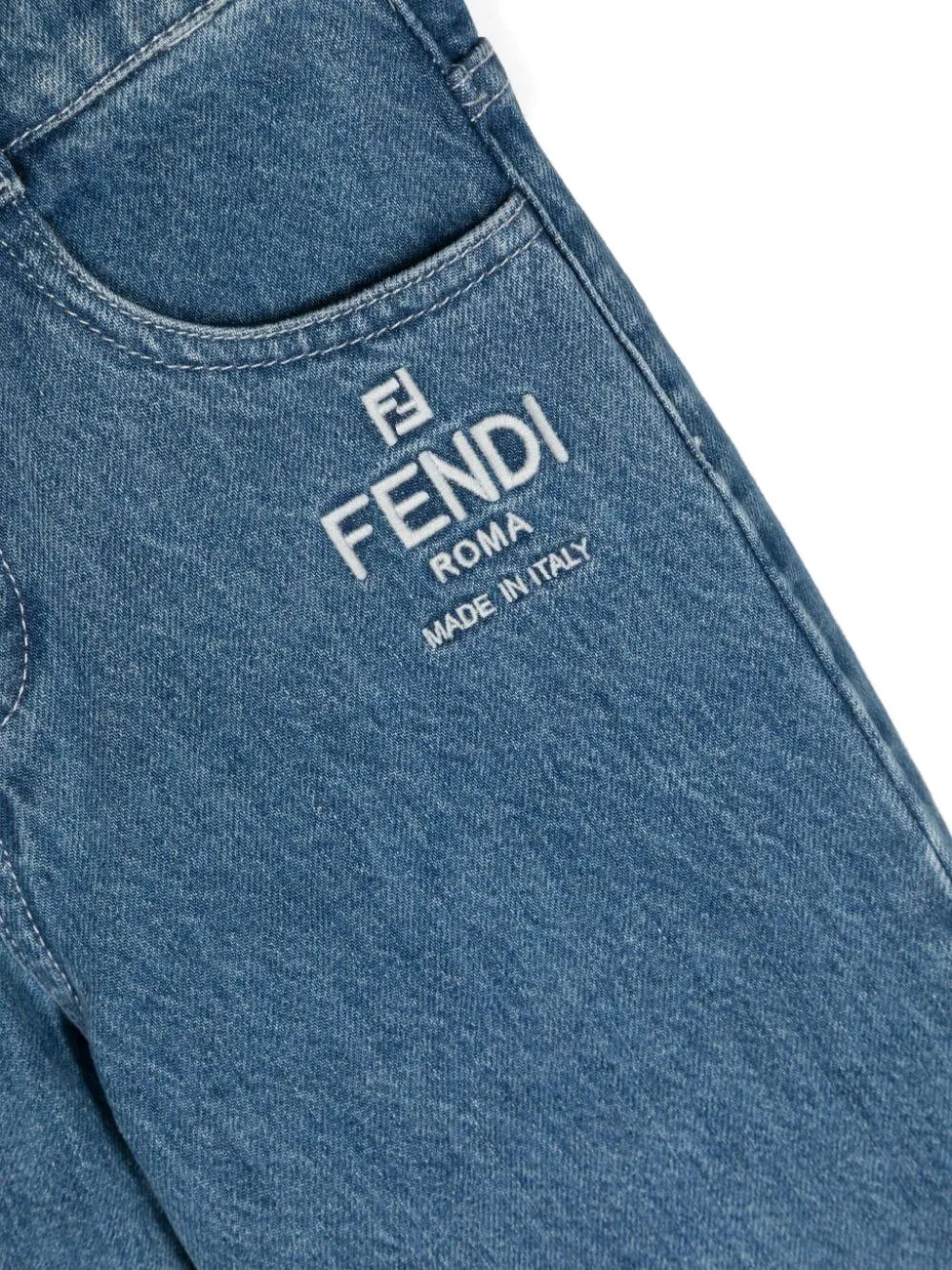 Fendi Kids Jeans met geborduurd logo Blauw