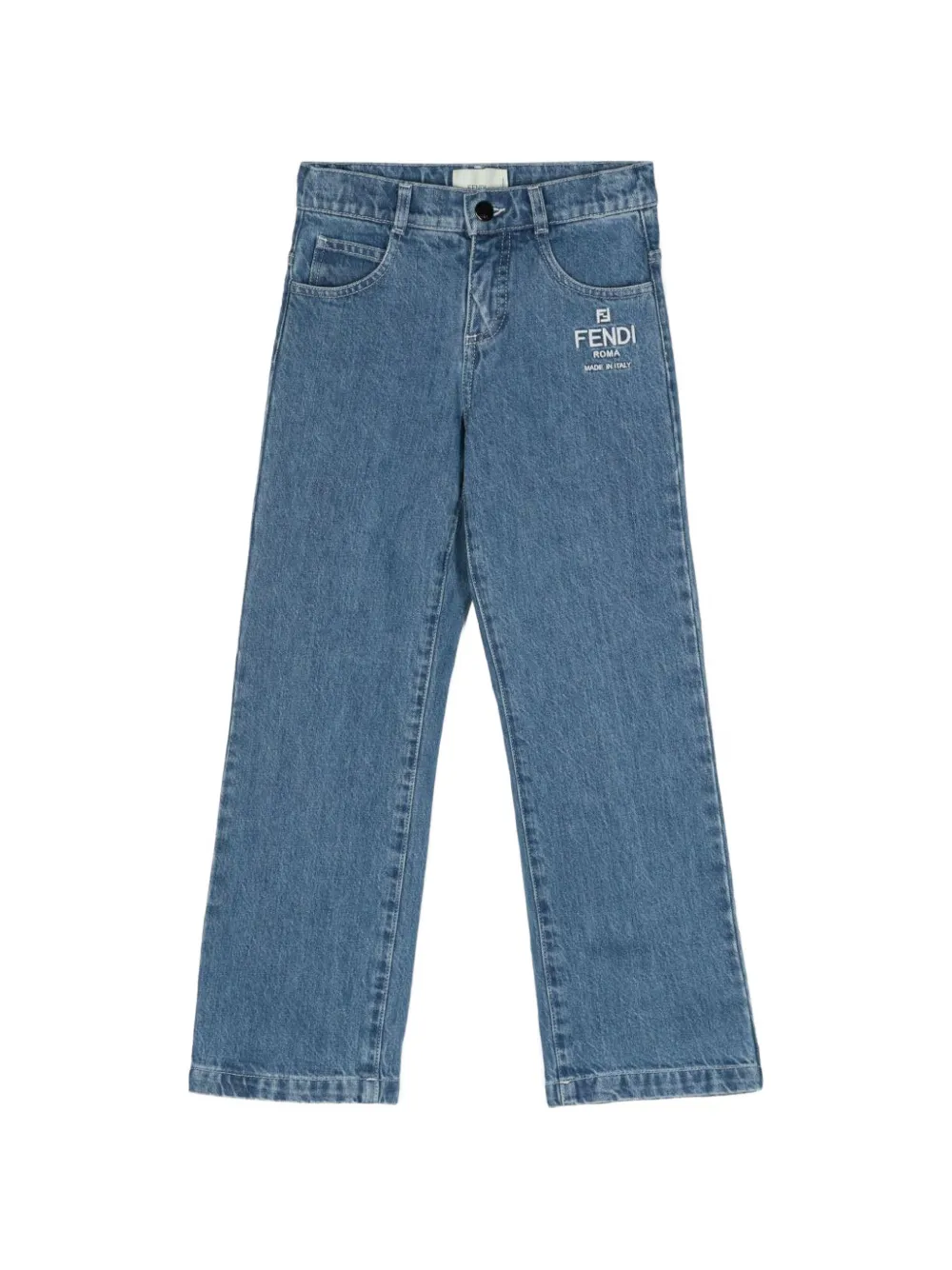 Fendi Kids Jeans con logo ricamato - Blu