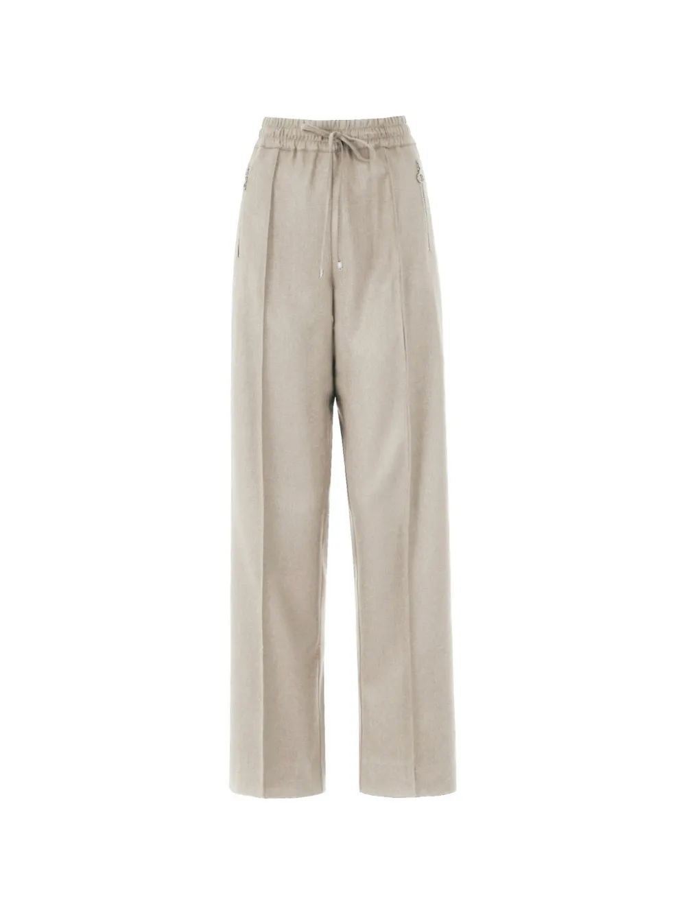 D.Exterior drawstring-fastening panelled trousers
