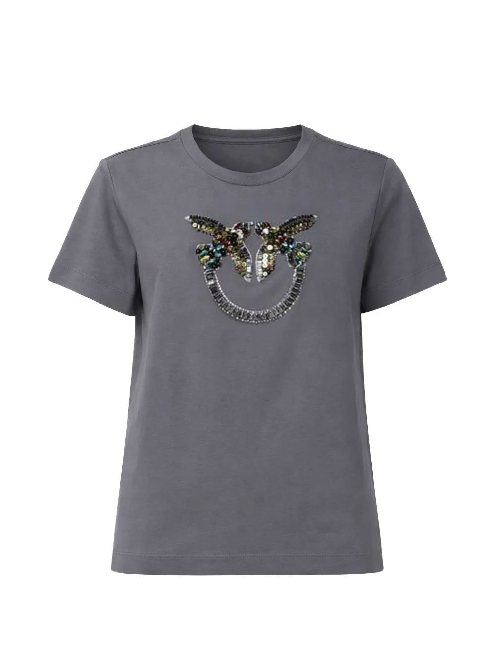 PINKO Quentin embellished cotton T-shirt - Grau