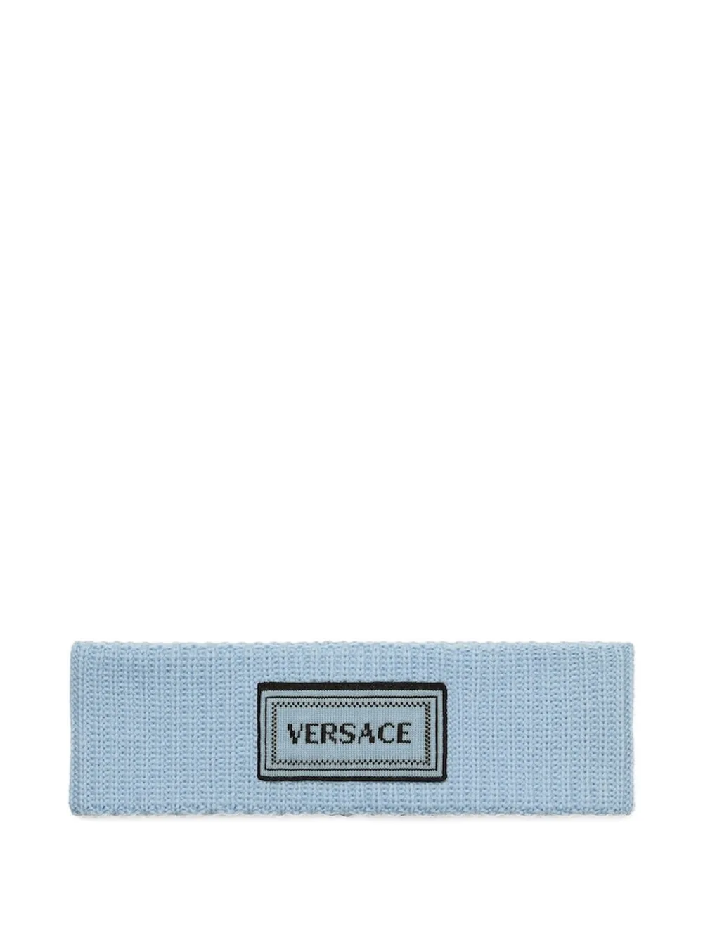 Versace ribbed logo patch headband - Blu