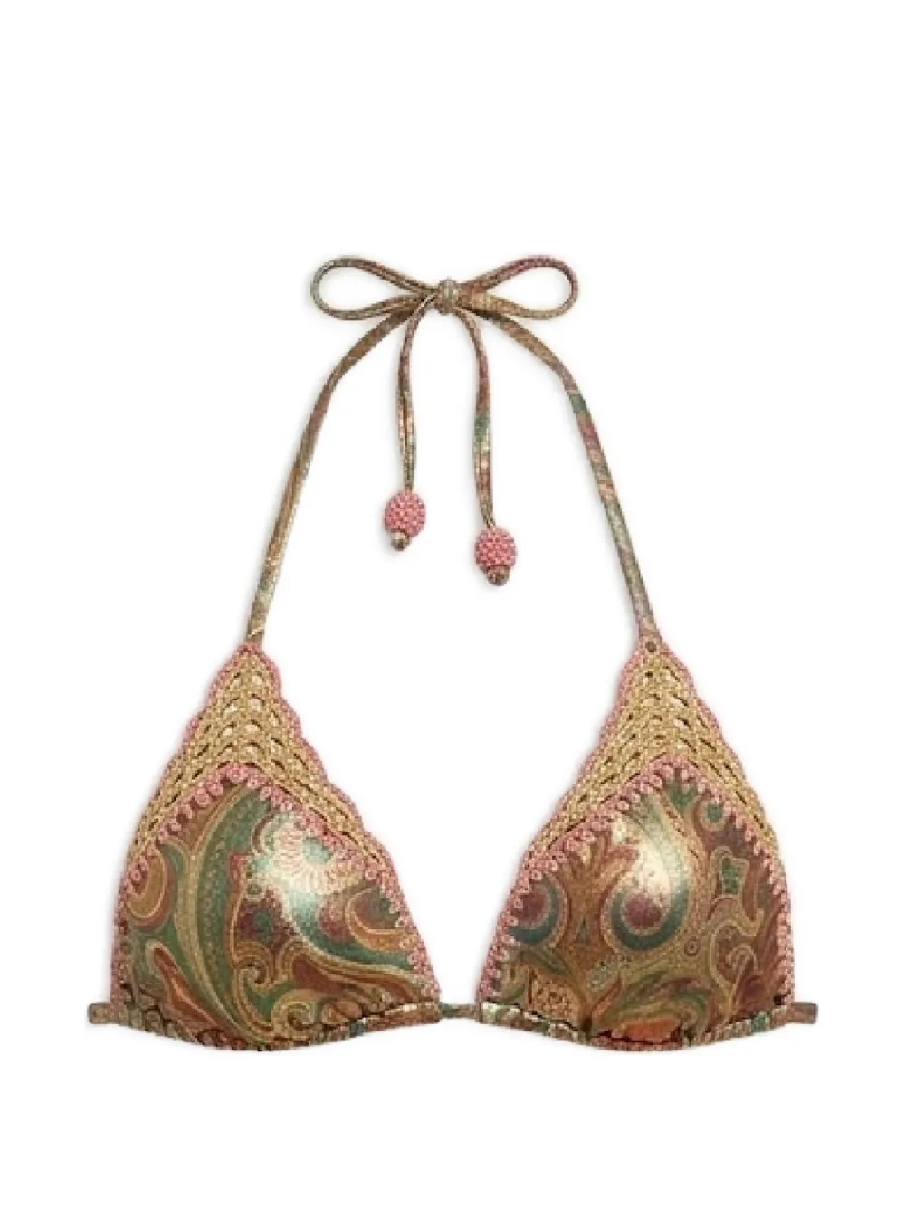 Del Maar Top bikini con stampa paisley - Oro