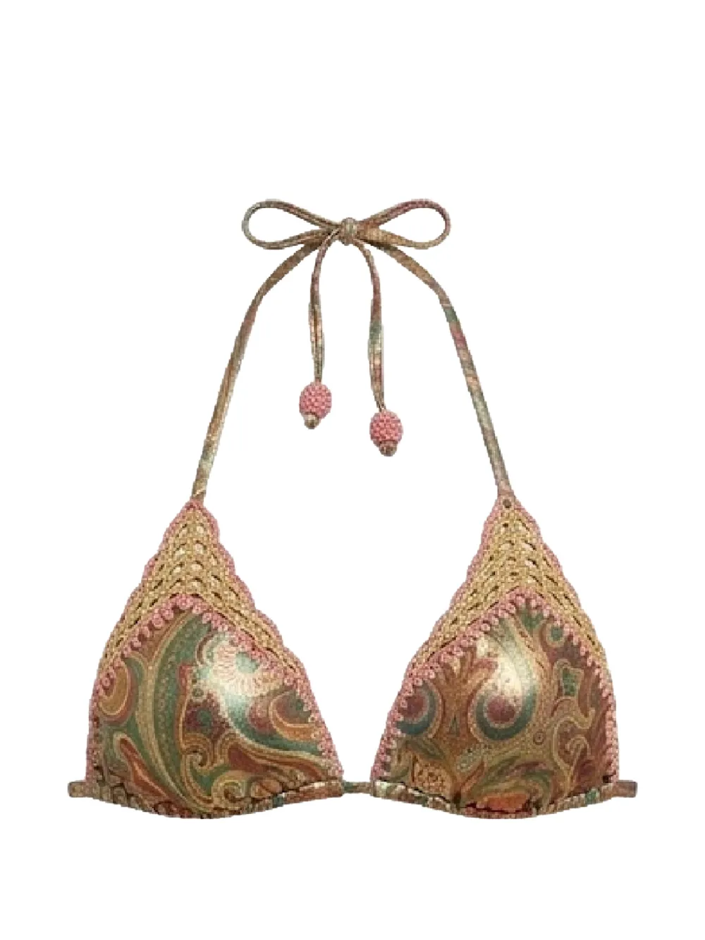 Del Maar Top bikini con stampa paisley - Oro