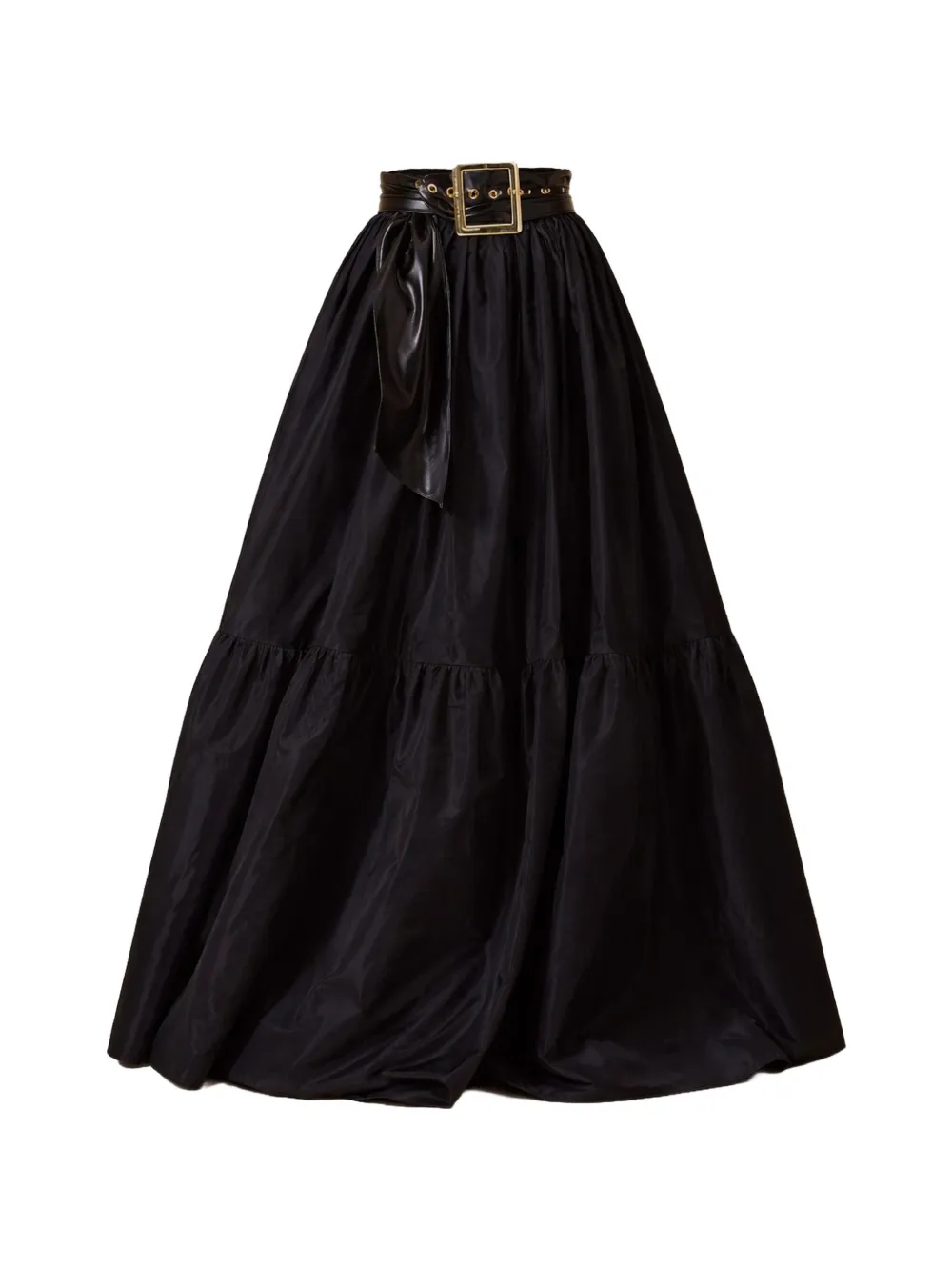 GIADA CURTI tiered belted maxi skirt - Nero