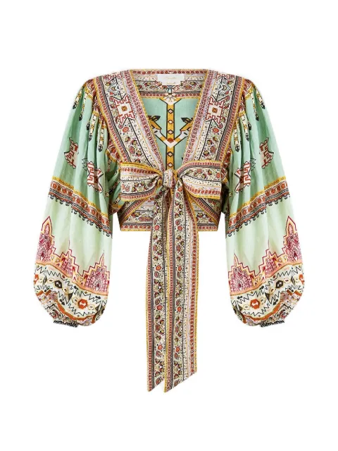 Camilla blouson sleeve tie front top