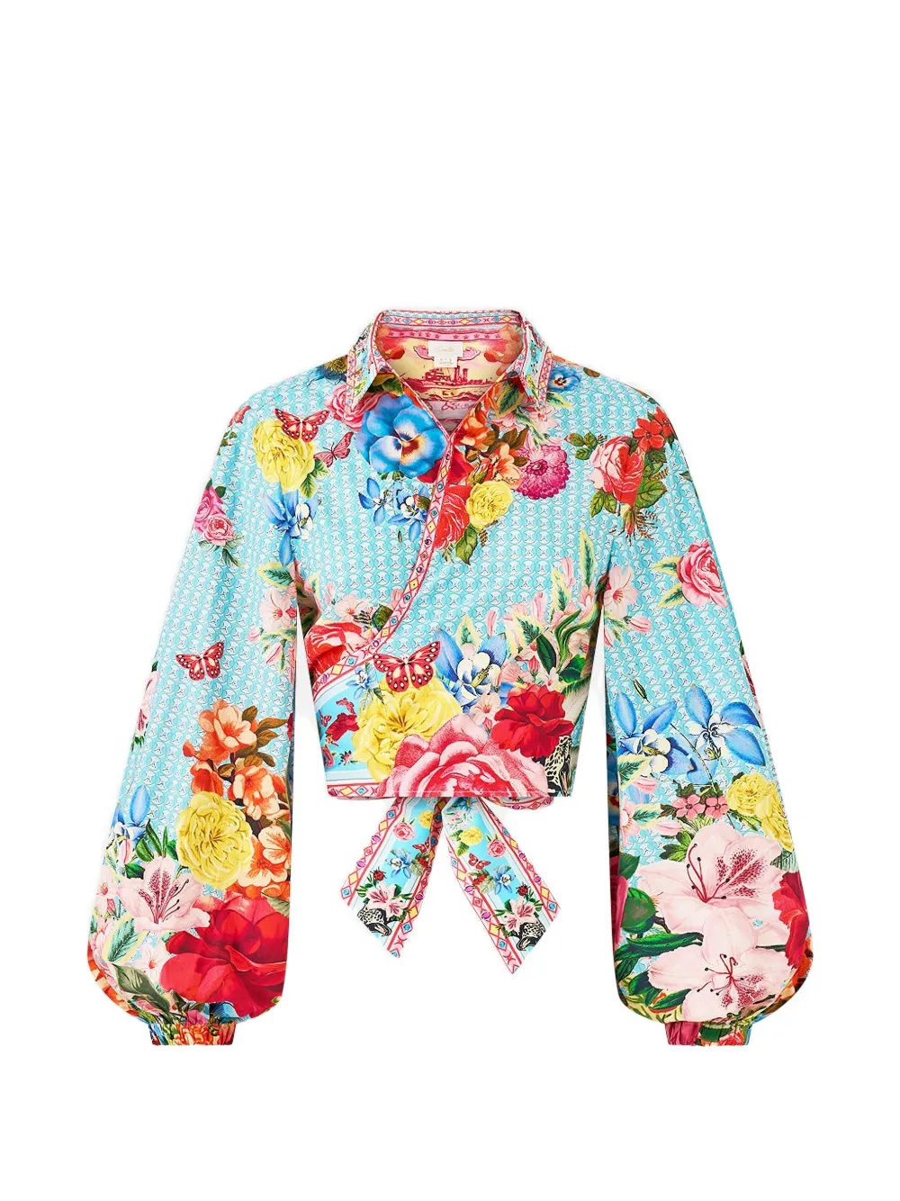 Camilla cropped wrap shirt - Blu