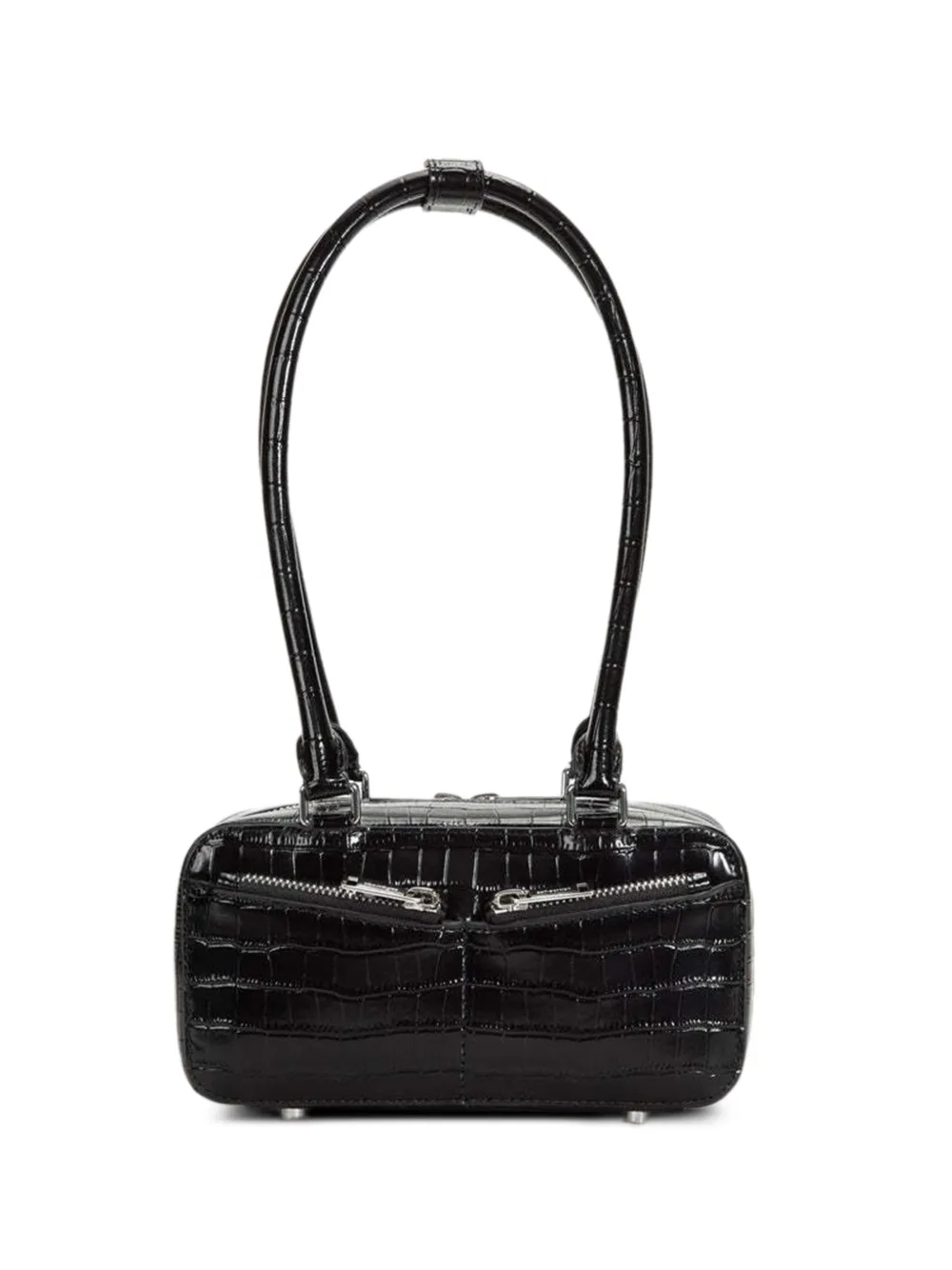 Self-Portrait mini crocodile-embossed leather bag - Nero