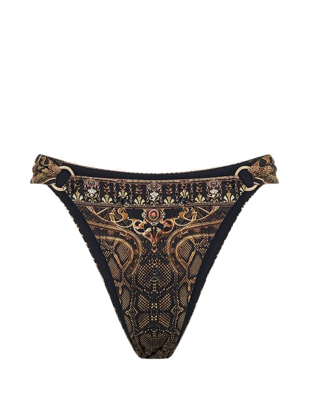 Camilla snake-pattern bikini bottom - Schwarz