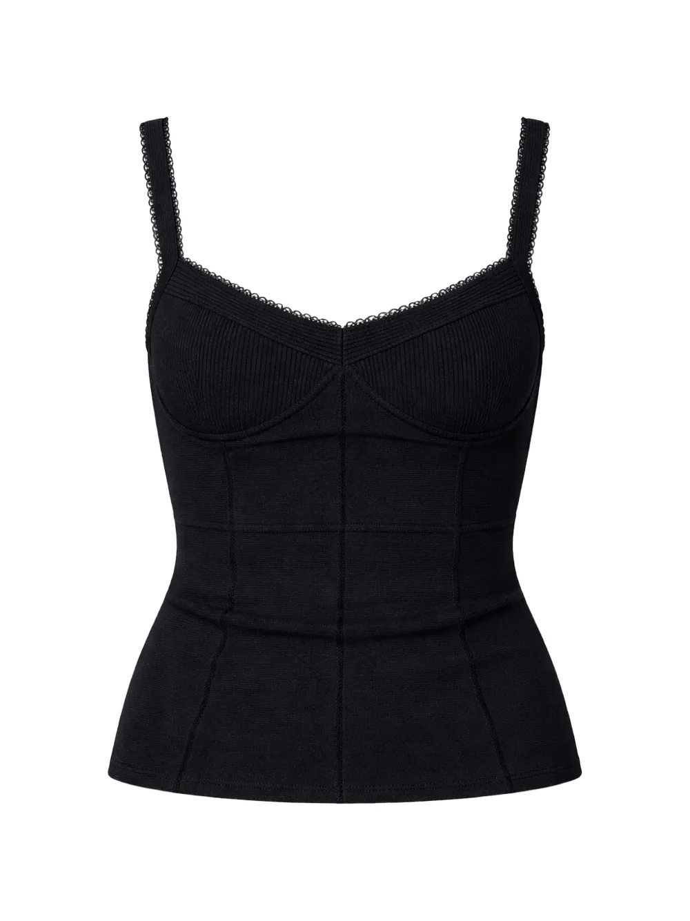 Reformation Waverly Scalloped-trim Tank In Black