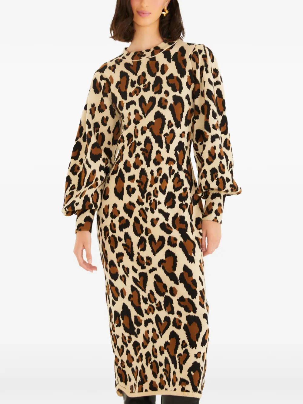FARM Rio leopard-print midi dress - Toni neutri