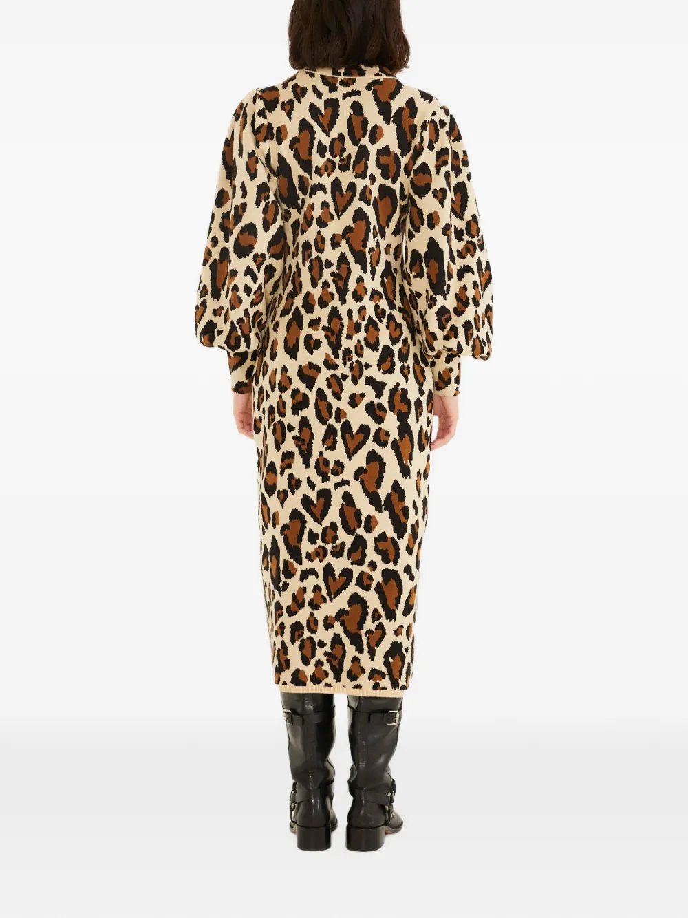 FARM Rio Midi-jurk met luipaardprint Beige
