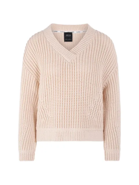 MARCCAIN Tigermania V-neck knitted cotton jumper
