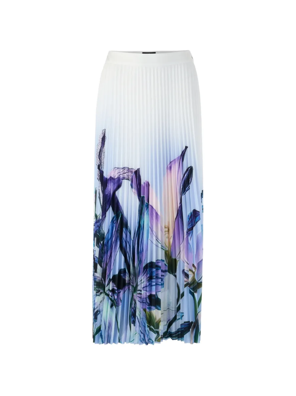 Marccain Lily-print Pleated Midi Skirt In Blue