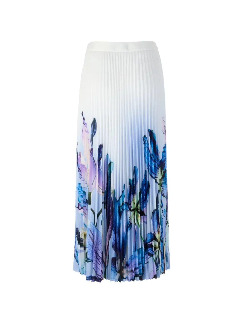 MARCCAIN Midi-plooirok met lelieprint Wit