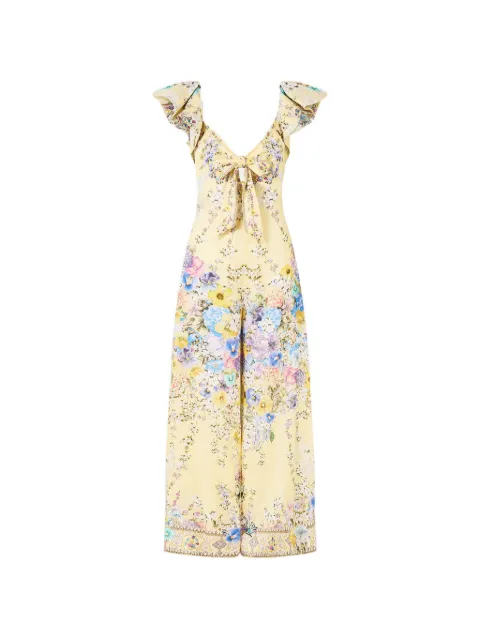 Camilla tie-front frill-sleeve jumpsuit