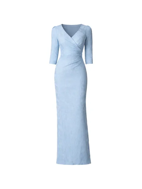 Teri Jon V-neck evening maxi dress