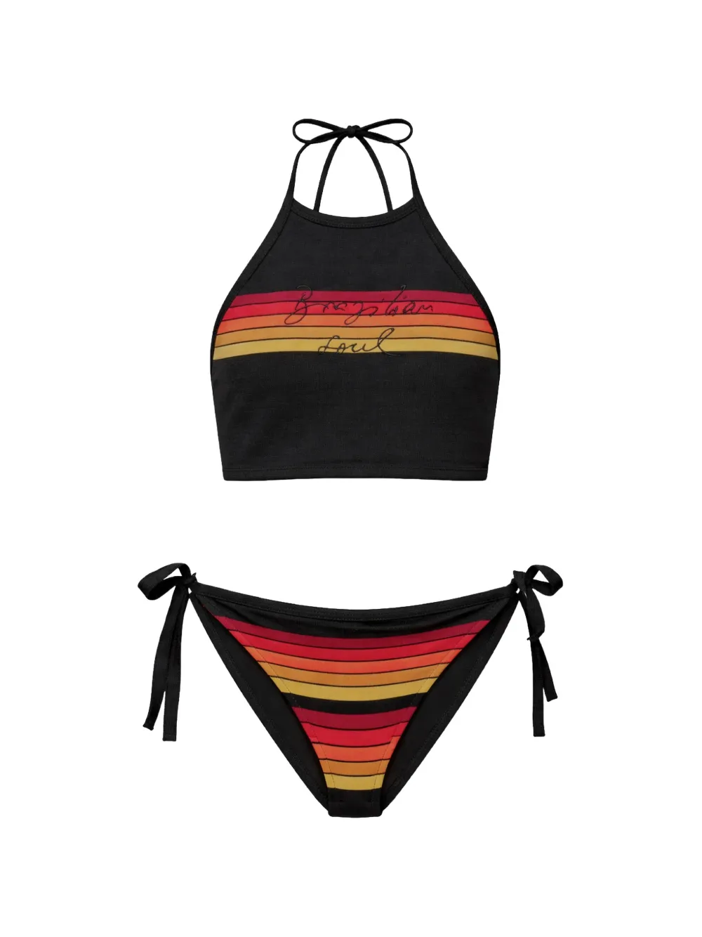 Osklen Striped Embroidered Bikini In Black