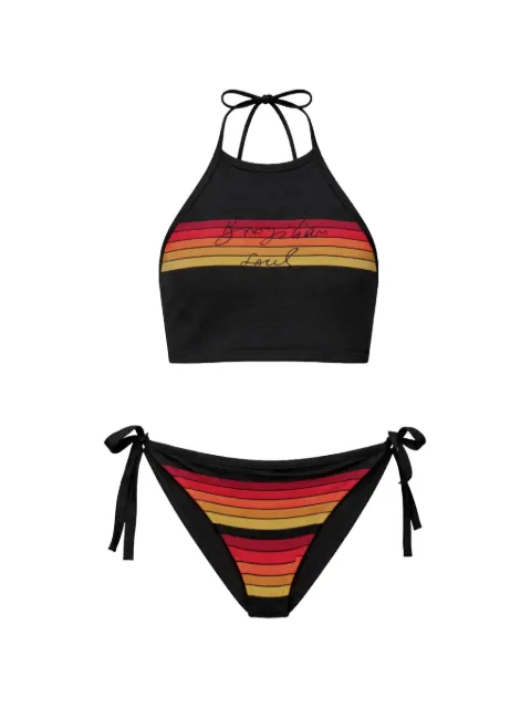 Osklen striped embroidered bikini