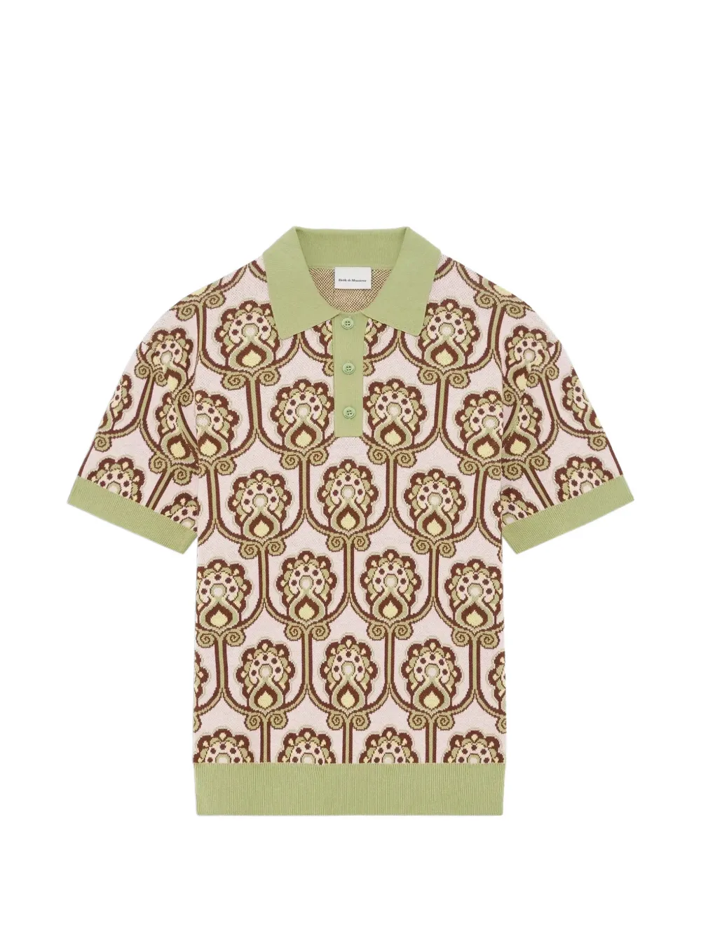 Drôle De Monsieur floral-tapestry knit polo shirt - Toni neutri