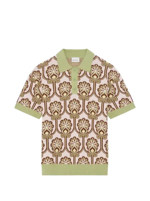 Drôle De Monsieur floral-tapestry knit polo shirt