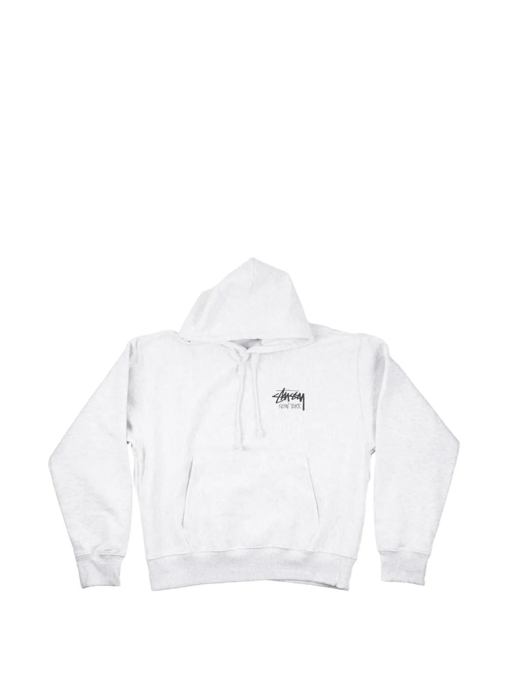 Stüssy logo drawstring hoodie - Grigio