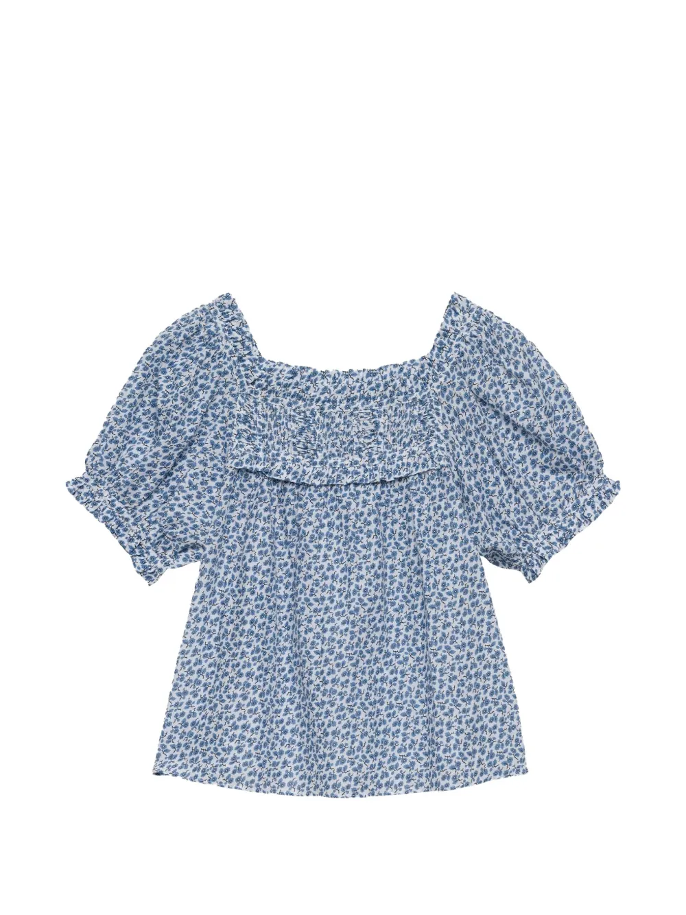 DÔEN Frances floral-print smocked blouse - Blu