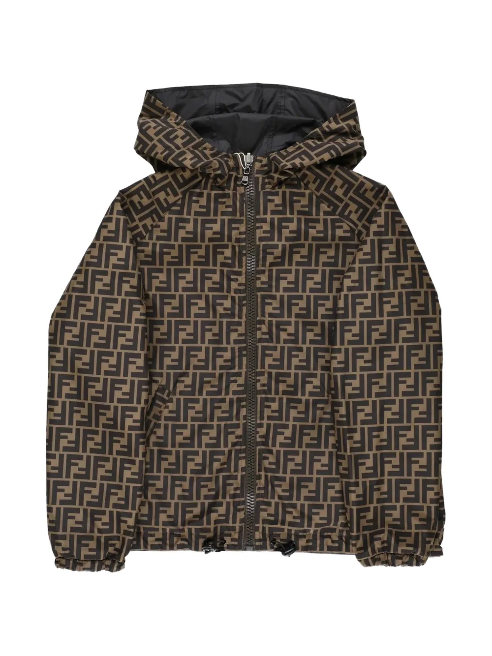Fendi Kids Jas met monogram en capuchon Zwart