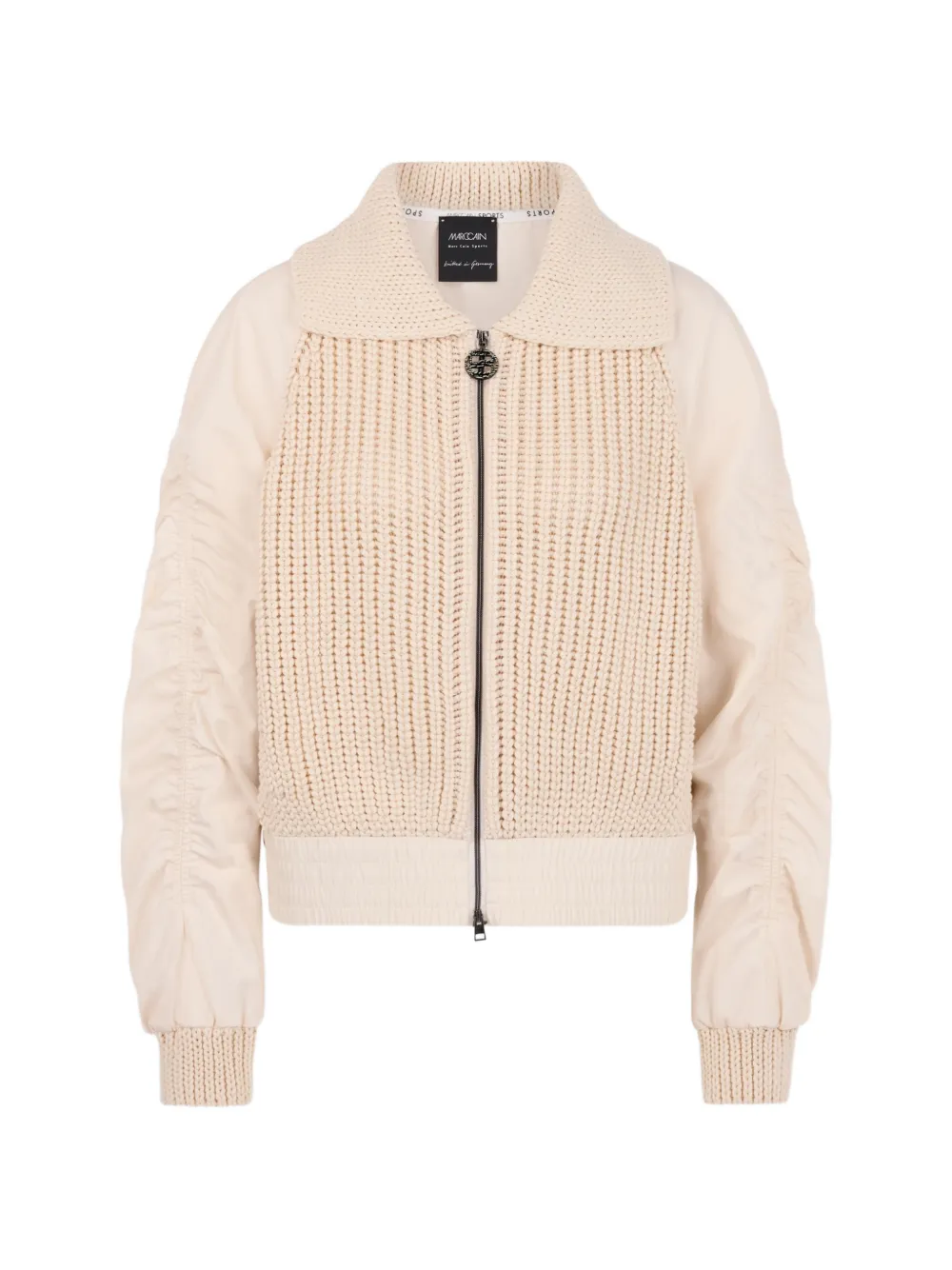 Marccain Knitted Roll-neck Jacket In Neutral