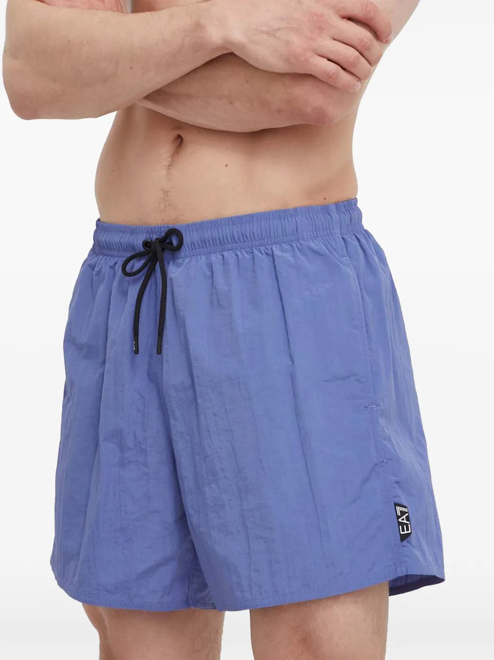 Ea7 Emporio Armani logo-patch drawstring swim shorts - Blu