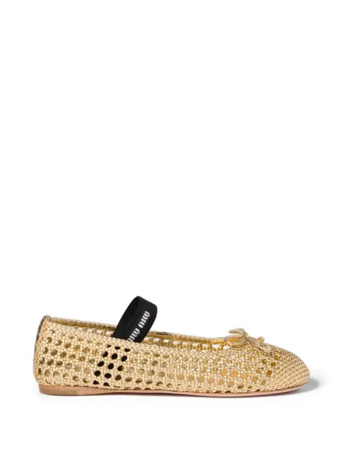 Miu Miu woven mordoré nappa-leather ballerinas