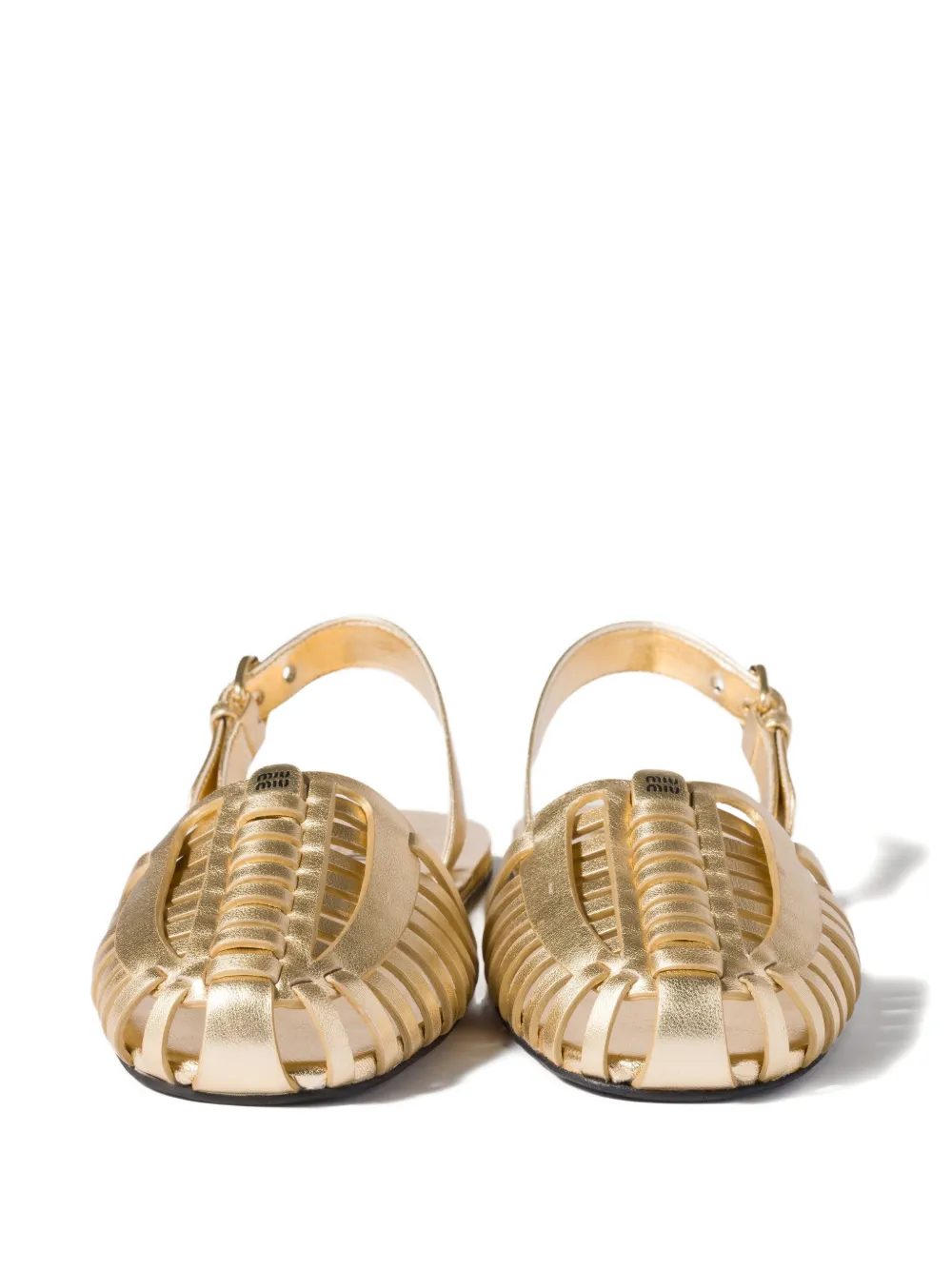Miu Gelamineerde sandalen van nappa leer Goud