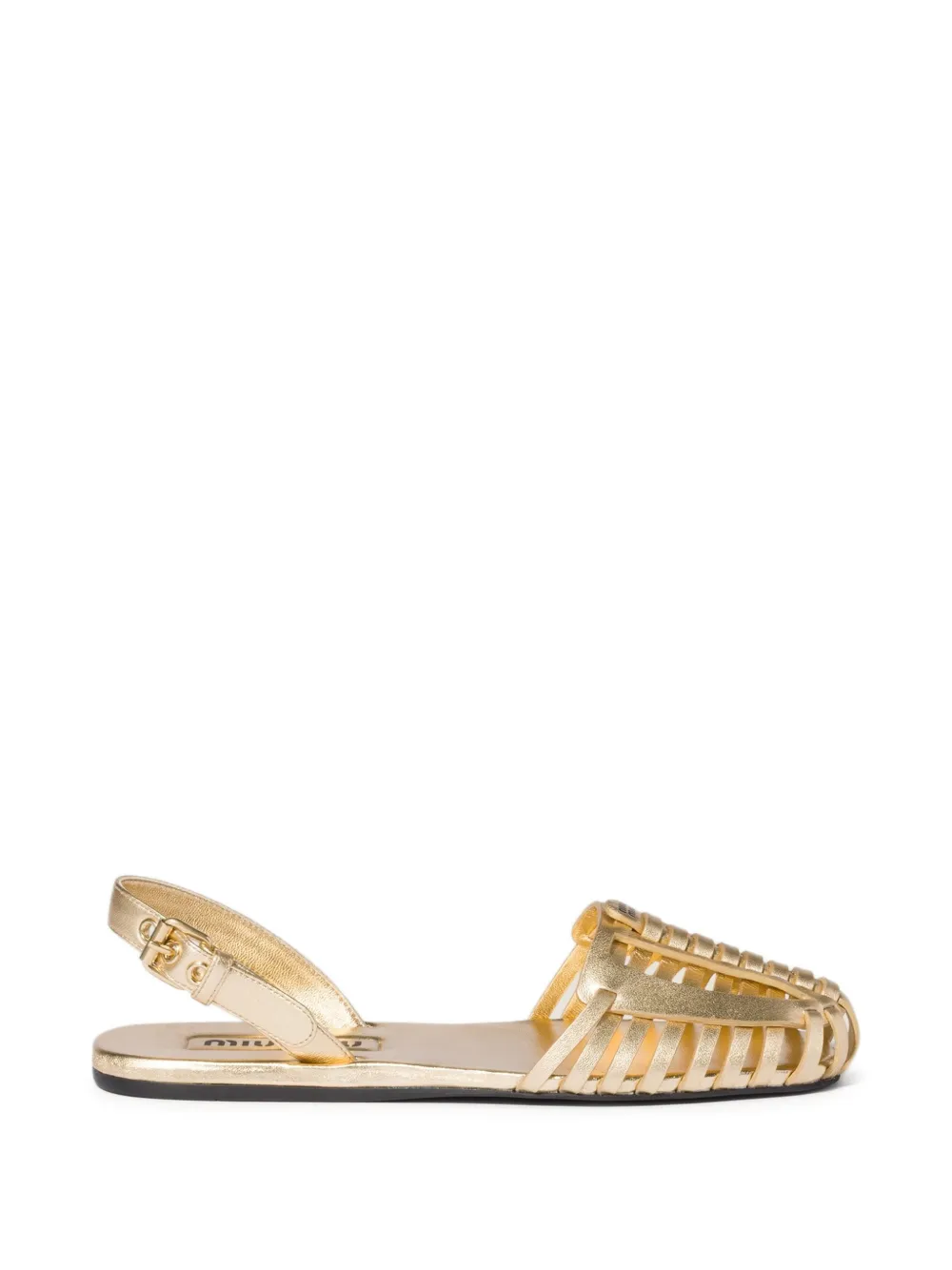 Miu Geweven slingback sandalen Goud