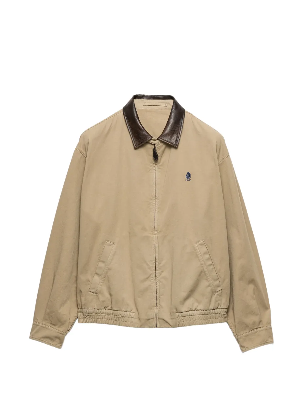 Prada cotton jacket with leather details - Neutrals