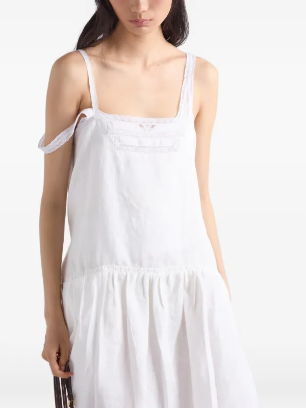 Prada Embroidered Linen Dress | White | FARFETCH