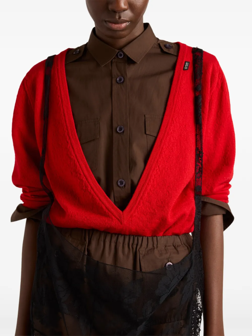 Prada Kasjmier trui met V-hals Rood