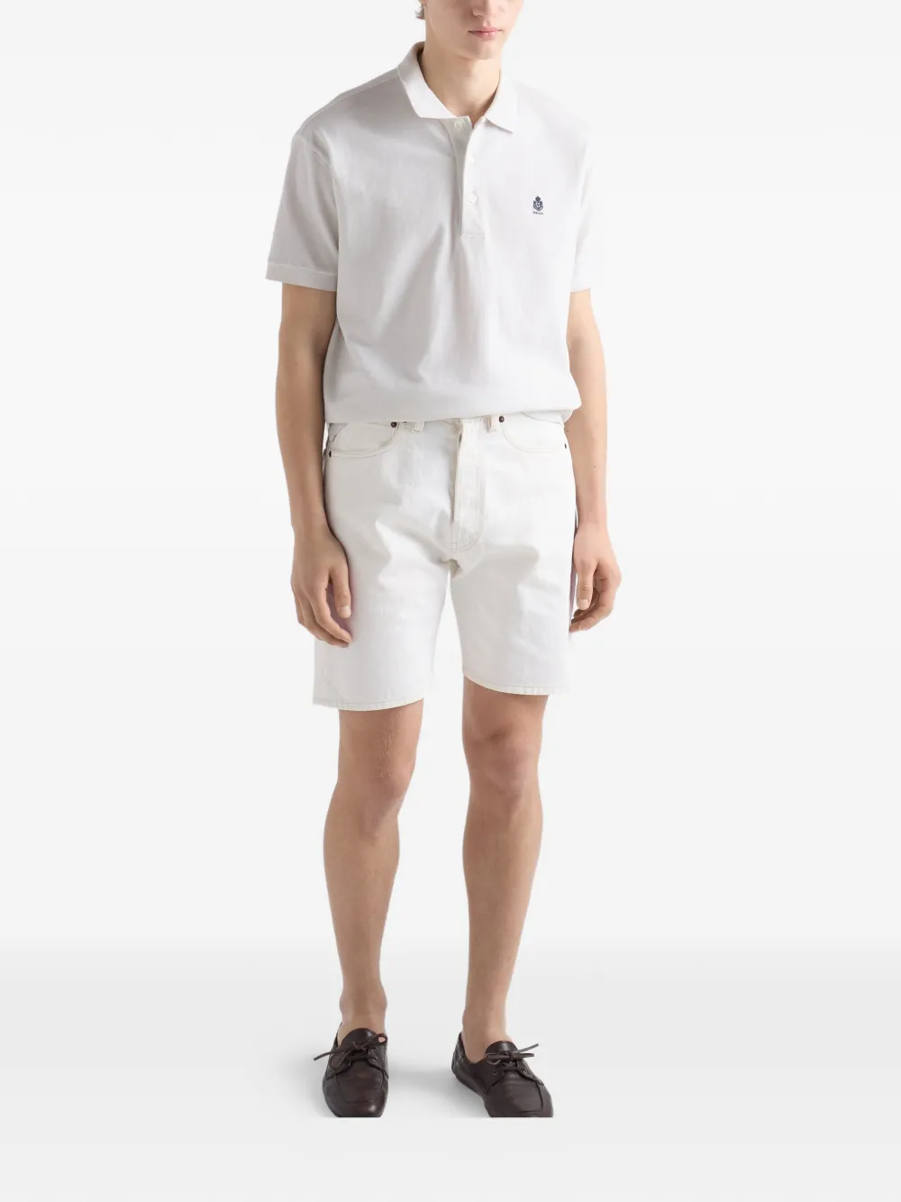 Prada Geverfd katoenen poloshirt Beige