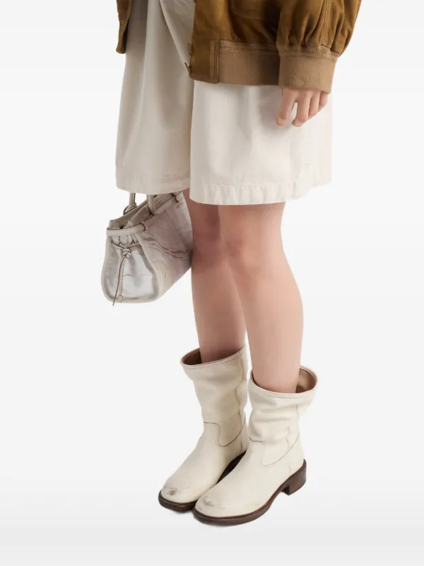 Prada vintage-effect Leather Boots | Neutrals | FARFETCH